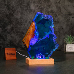 Manta & Hammerhead Shark Resin Lamp Ocean Explorer Night Light for Bedroom