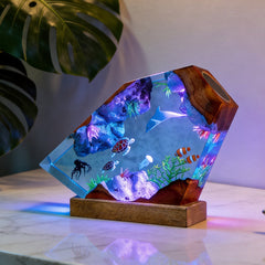 Dolphin & Turtle ResinLamp Handcrafted Decorative Table Art