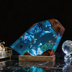 Dolphin & Turtle ResinLamp Handcrafted Decorative Table Art