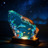 Dolphin & Blue Tang Resin Lamp Handmade Desktop Art Decor Gift