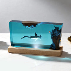 Shark & Jellyfish Resin Night Lamp Handmade Ocean Decor for Kids’ Room