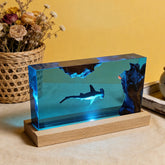 Shark & Jellyfish Resin Night Lamp Handmade Ocean Decor for Kids’ Room
