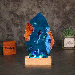 Mermaid & Jellyfish Resin Lamp Irregular Ocean Night Light for Home Decor