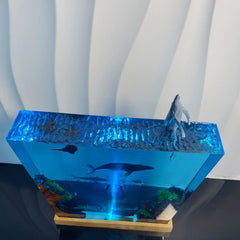 Whale Leaping Ocean Resin Night Light