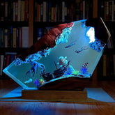 Handmade Resin Ocean Lamp Octopus Divers Diorama