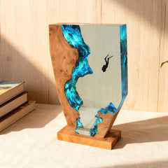 Diver-Inspired Resin Lamp Irregular Ocean Night Light