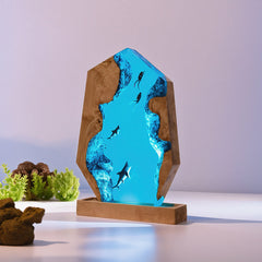 Irregular Shark & Diver Resin Lamp Unique 3D Night Light for Desk Decor