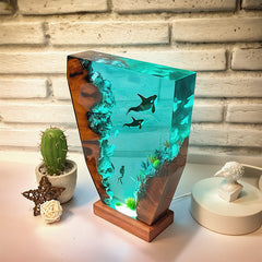 Orca Diver Resin Lamp Ocean-Themed Epoxy Night Light for Bedroom