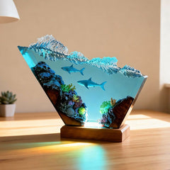 Shark Duo Resin Lamp Oceanic Night Light for Living Room