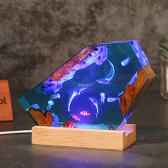 Dolphin & Jellyfish Resin Lamp Family-Themed Night Light for Ocean Lovers