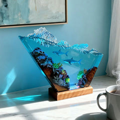 Shark Duo Resin Lamp Oceanic Night Light for Living Room