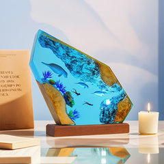 Diver & Seal Resin Lamp Handmade Oceanic Light for Living Room