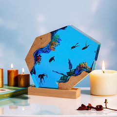 Dolphin & Sea Turtle Resin Lamp Handcrafted Coastal Decor for Living Room