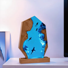 Irregular Shark & Diver Resin Lamp Unique 3D Night Light for Desk Decor