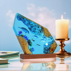 Diver & Seal Resin Lamp Handmade Oceanic Light for Living Room