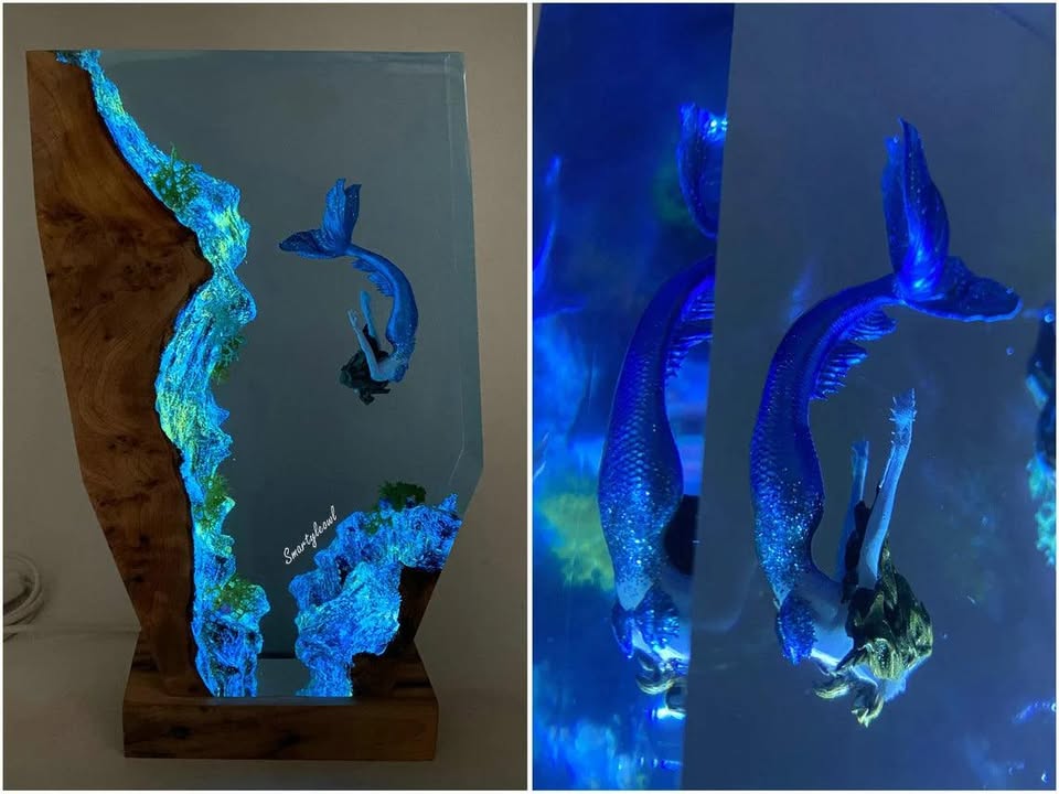 Mermaid Resin Lamp | Mermaid Resin Night Light | Mermaid Gifts | Mermaid Resin Figurines | Girls decor mermaid | Gifts for Valentine's Day（ Best Gift 🎁 ）