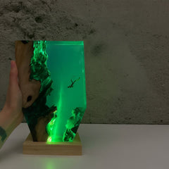 Handcrafted Resin Wood Diver Lamp – Ocean-Inspired Ambient Night Light