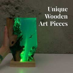 Handcrafted Resin Wood Diver Lamp – Ocean-Inspired Ambient Night Light