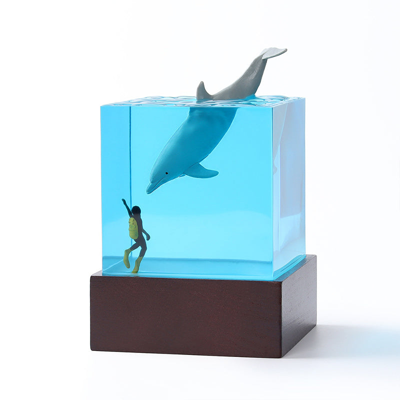 Diver & Coral Reef Resin Lamp Unique Night Light for Ocean Decor