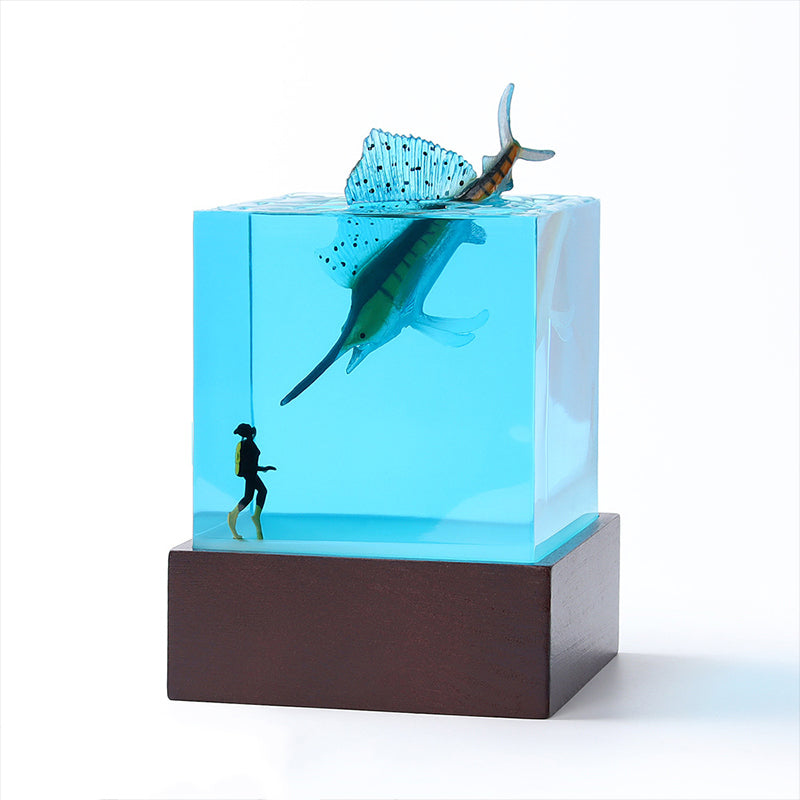Diver & Coral Reef Resin Lamp Unique Night Light for Ocean Decor