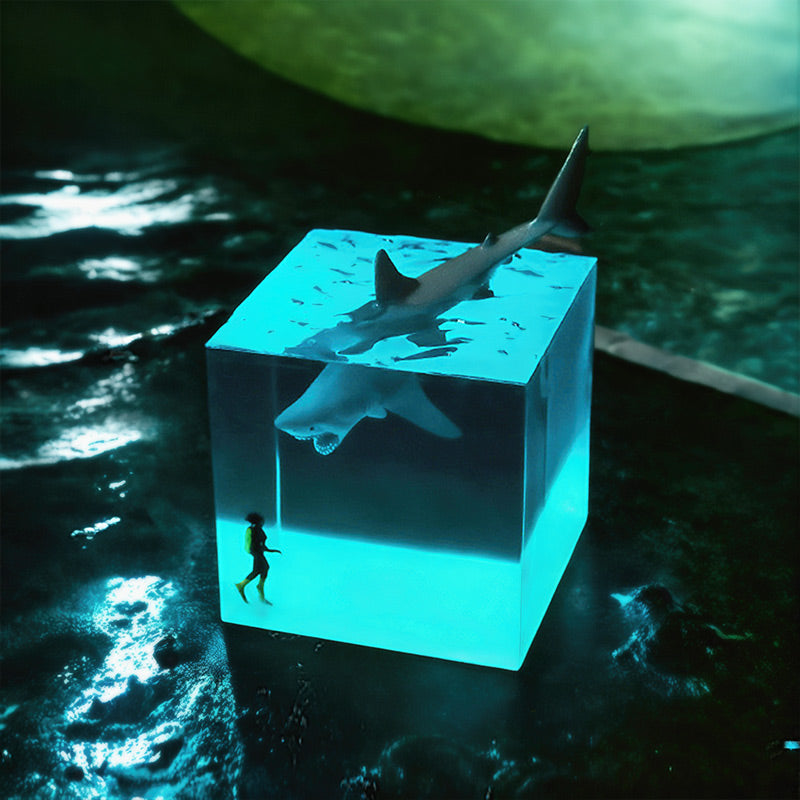 Diver & Coral Reef Resin Lamp Unique Night Light for Ocean Decor