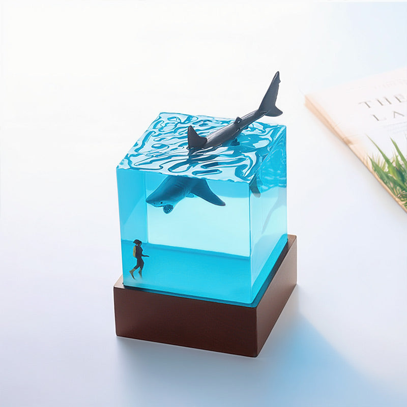 Diver & Coral Reef Resin Lamp Unique Night Light for Ocean Decor