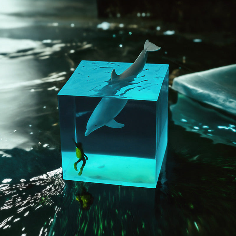 Diver & Coral Reef Resin Lamp Unique Night Light for Ocean Decor
