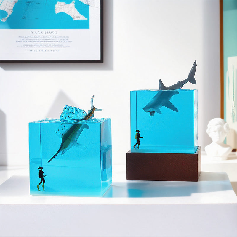 Diver & Coral Reef Resin Lamp Unique Night Light for Ocean Decor