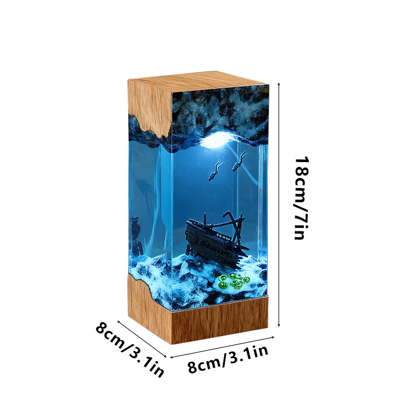 Marine-Themed Resin Lamp with Shipwreck Night Light for Home Decor