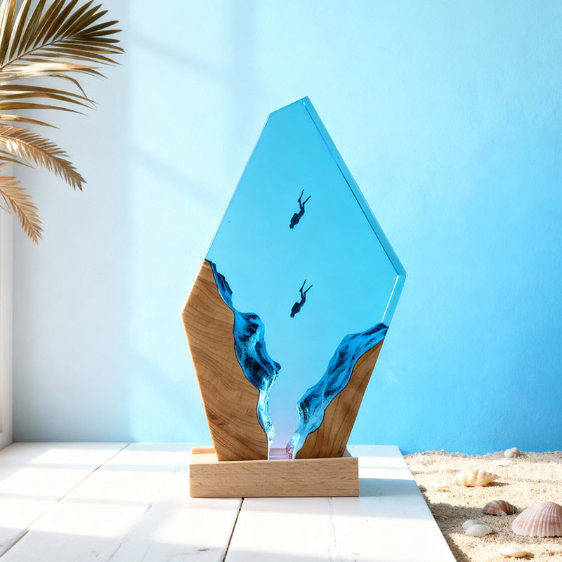 Marine-Themed Resin Lamp Hypnotic Ocean Epoxy Art Light for Home Decor