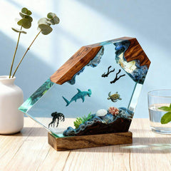 Hammerhead Shark Resin Lamp Oceanic Epoxy Night Light for Bedroom Decor