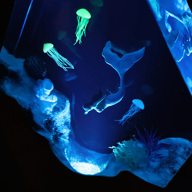 Mermaid & Jellyfish Resin Lamp Handcrafted Ocean Decor Gift for Her
