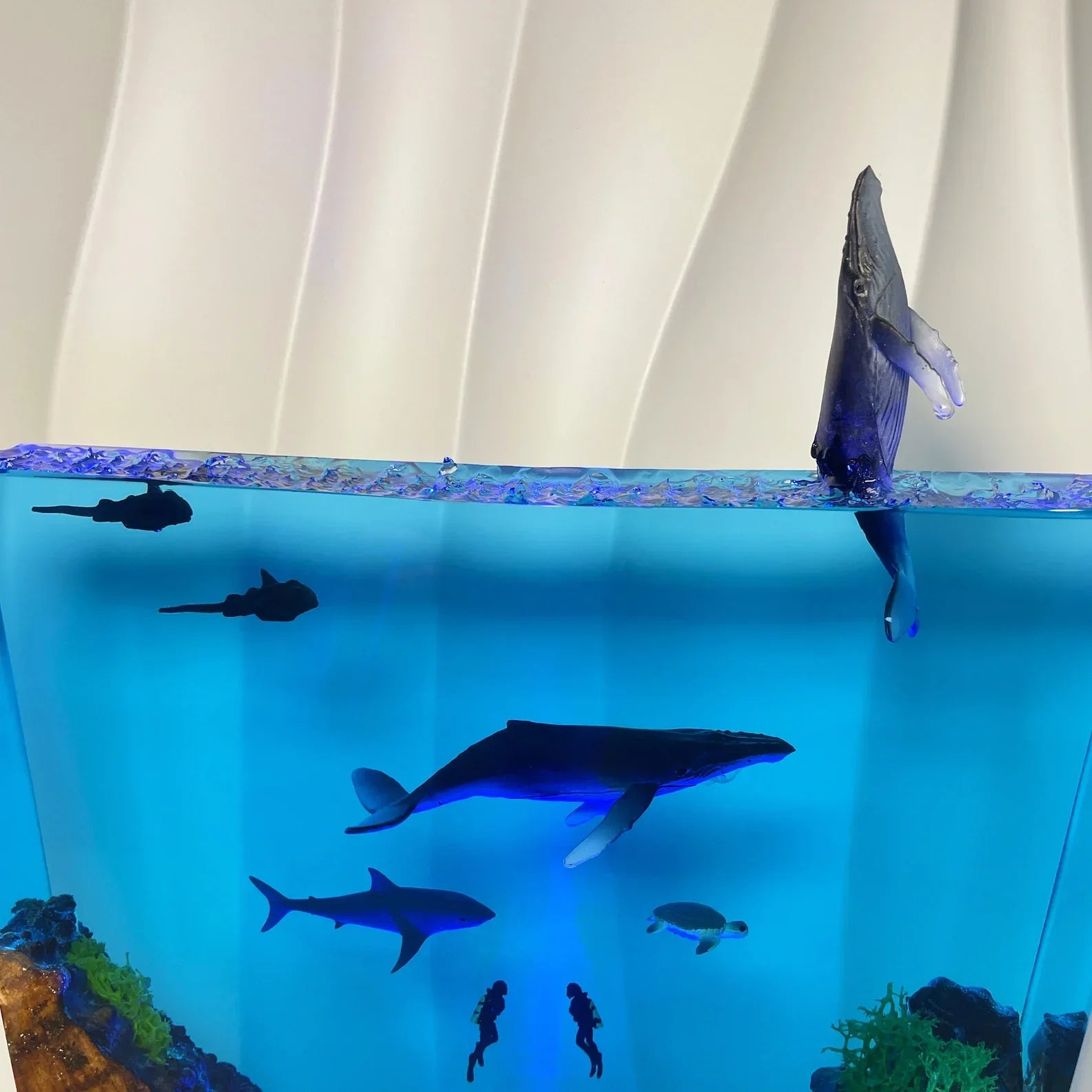 Whale Leaping Ocean Resin Night Light
