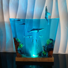 Whale Leaping Ocean Resin Night Light